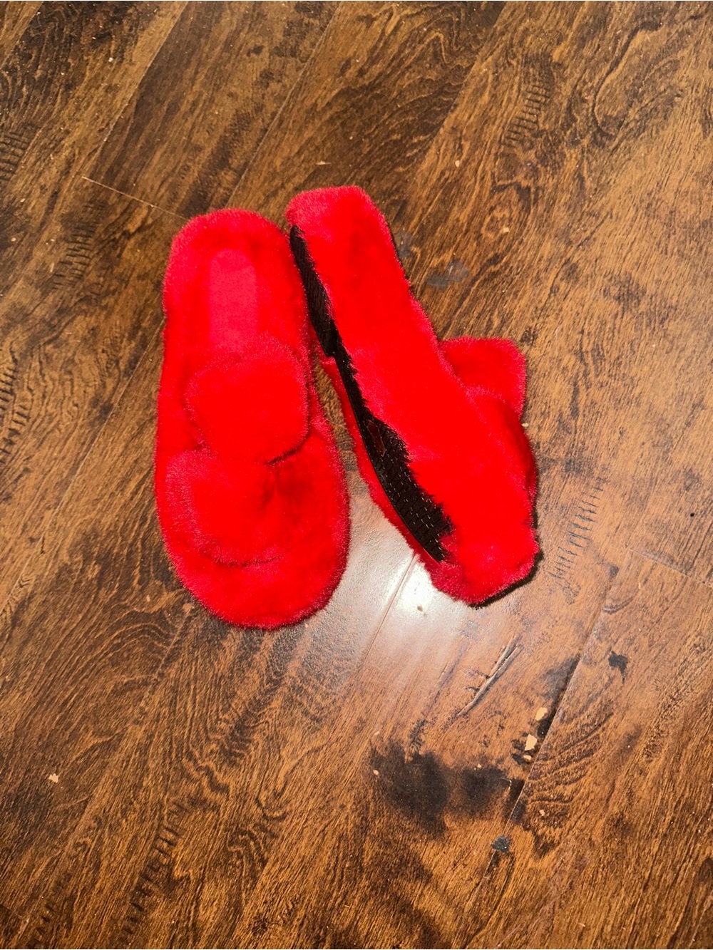 Red Furry Slide Slippers - Picture 9 of 11